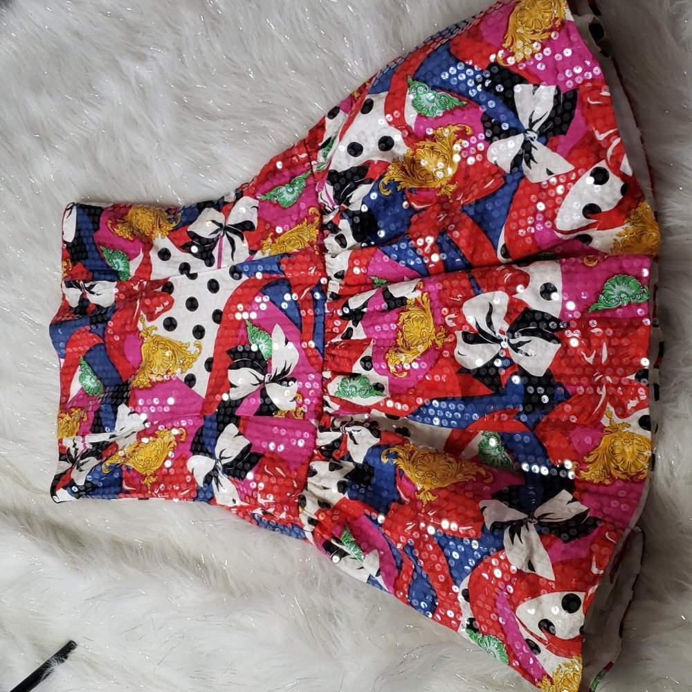 Vtg Morton Myles Floral Sequin Graphic Dress. s 12
